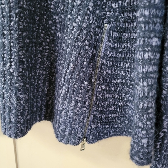 Anthropologie Moth Navy Zipped Stitch Wool/Alpaca Blend Pullover Knit Sweater - Picture 7 of 16